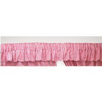 Gingham Check Cherry Curtains Or Pelmets Red Pencil Pleat Header - Cherry Red / 10in / 200in - image 1