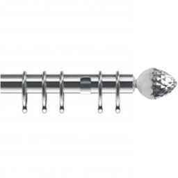 35mm Fixed Length Metal Curtain Pole Set Chrome Acorn Finial - Chrome / 120cm - thumbnail 2