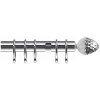 35mm Fixed Length Metal Curtain Pole Set Chrome Acorn Finial - Chrome / 120cm - thumbnail 1