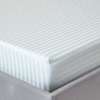 330 Thread Count Egyptian Cotton Satin Stripe Fitted Sheet - Blue / Single - image 1
