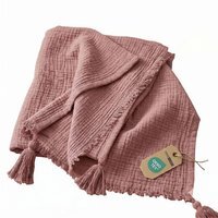 Pure Handmade Cotton Muslin Bed Throw Blanket - Rose
