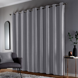 Pair of Goodwood Silver Eyelet Thermal Room Darkening Curtains - Silver / 229cm / 183cm - thumbnail 5