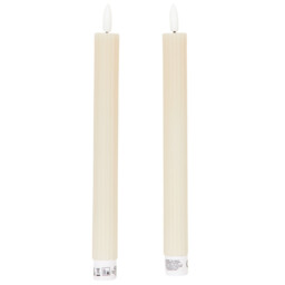 Set of 2 Ribbed Taper LED Candles - Beige or Green - thumbnail 4
