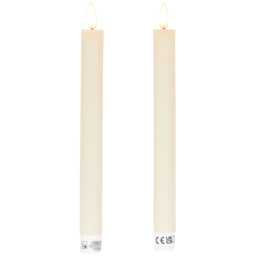 Set of 2 Ribbed Taper LED Candles - Beige or Green - thumbnail 5