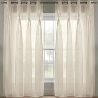 Linen Look Voile Ring Top Curtain Pair - Cream / 274cm