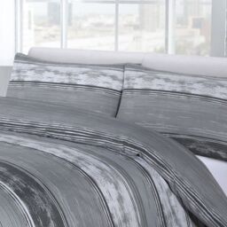 Modern Stripe Brooklyn Duvet Set - Grey / Single - thumbnail 2