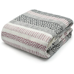 100 Percent Cotton Indian chunky Aztec Patterend Sofa or Bed Throw - Blush / 152cm - thumbnail 3