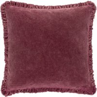 Bertie Washed Cotton Velvet Cushion - Burnt Red / Feather Rich - image 1
