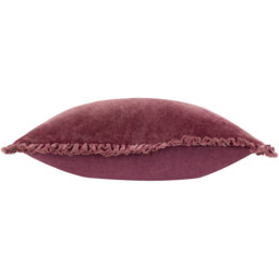 Bertie Washed Cotton Velvet Cushion - Burnt Red / Feather Rich - thumbnail 3