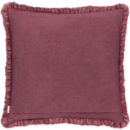 Bertie Washed Cotton Velvet Cushion - Burnt Red / Feather Rich - thumbnail 2