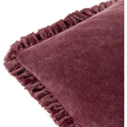 Bertie Washed Cotton Velvet Cushion - Burnt Red / Feather Rich - thumbnail 4