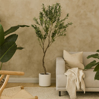 Mediterranean Artificial Olive Tree in Ceramic Pot - Brown