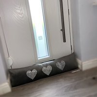 Plush Grey Love Heart Glitter Draught Excluder - Grey - image 1