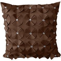 3d Petal Detail With Gem Stud Detail Cushion - Chocolate / 56cm