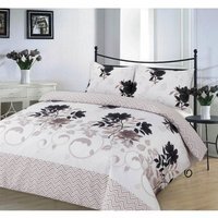 Bethany Floral Duvet Cover Set Reverisible Zig Zag Bedding - Black / Superking - thumbnail 1
