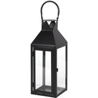 Large Satin Black Candle Lantern - Black