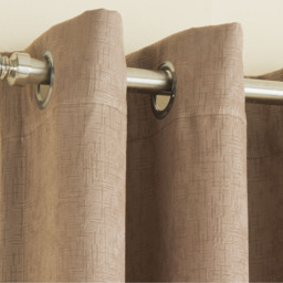 Pair of Vogue Latte Natural Eyelet Thermal Dimout Curtains - Latte / 168cm / 183cm - thumbnail 3