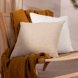 Lark Muslin Cotton Cushion - Natural / Polyester - thumbnail 4