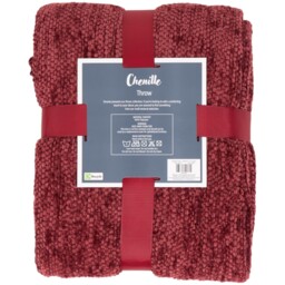 Chenille Tassel Throw - Burgundy - thumbnail 2