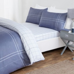 Hudson Microfibre Polyester Check Complete Duvet Set With Pillowcase - Multicolor / King - thumbnail 2
