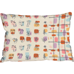 Various Faces, Leaves And Flowers, Abstract Shapes Cushion - Orange - thumbnail 2