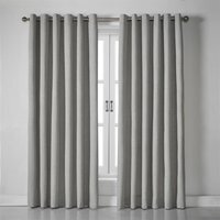 Linen Look Eyelet Ring Top Blackout Curtains - Slate / 110cm / 183cm - image 1