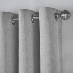 Linen Look Eyelet Ring Top Blackout Curtains - Slate / 110cm / 183cm - thumbnail 2