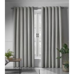 Linen Look Eyelet Ring Top Blackout Curtains - Slate / 110cm / 183cm - thumbnail 4