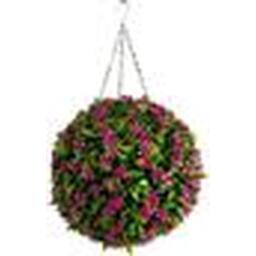 Best Artificial 38cm Pink Lily Hanging Basket Flower Topiary Ball - Pink - thumbnail 2
