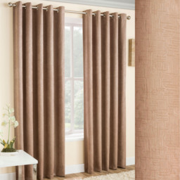 Pair of Vogue Latte Natural Eyelet Thermal Dimout Curtains - Latte / 229cm / 183cm - thumbnail 2