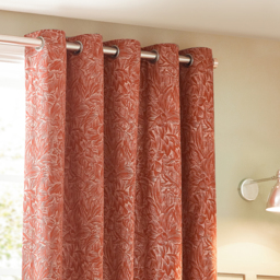 Set of 2 Grantley Jacquard Eyelet Curtains - Brick / 183cm / 117cm - thumbnail 3