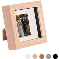 "3D Box Photo Frame - 4 x 4"" with 2 x 2"" Mount - Light Wood/Ivory"
