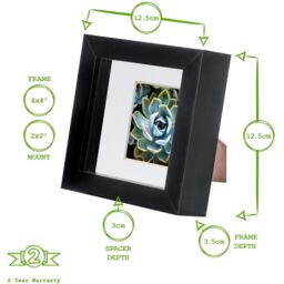 "3D Box Photo Frame - 4 x 4"" with 2 x 2"" Mount - Light Wood/Ivory" - thumbnail 4