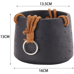 Nordic Hanging Cement Planter for Home Decor - Black - thumbnail 5