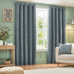 Set of 2 Grantley Jacquard Eyelet Curtains - Wedgewood / 117cm / 137cm - thumbnail 4