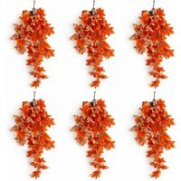 Pack of 6 x Artificial Hanging Grape Ivy Plant Faux Orange 70cm - 6 x Grape Ivy Hanging Plant Orange 70cm