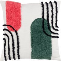 Elmer Tufted Cushion - Pink/Jade / Feather
