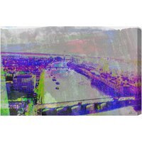 London Eye View Graphic Art Wrapped on Canvas - Purple / 112cm