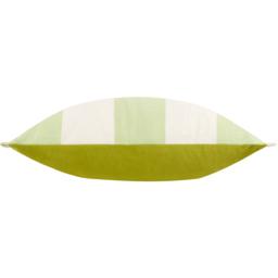 Araya Striped Velvet Cushion - Green / Feather - thumbnail 4