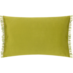 Araya Striped Velvet Cushion - Green / Feather - thumbnail 3