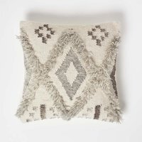Homescapes Alta Handwoven Tufted Beige Kilim Cushion - Cream