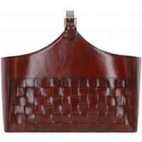 Leather Deluxe Handcrafted Simple  Unique Magazine Holder - Chestnut - image 1