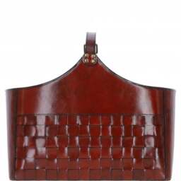 Leather Deluxe Handcrafted Simple  Unique Magazine Holder - Chestnut - thumbnail 4