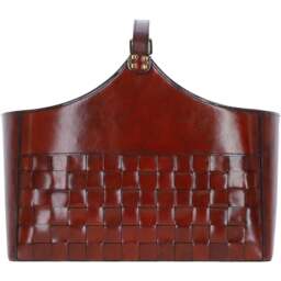 Leather Deluxe Handcrafted Simple  Unique Magazine Holder - Chestnut - thumbnail 2