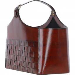 Leather Deluxe Handcrafted Simple  Unique Magazine Holder - Chestnut - thumbnail 5
