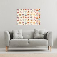 Leaves and Flowers, Abstract shapes Canvas Print - Orange / 101cm / 127cm
