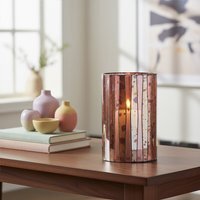 Gaia Pink Antique Finish Large Candle Holder - Pink