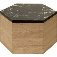 Mimo Black Marble Effect Hexagonal Trinket Box - Natural