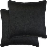 Pair of Vogue Textured Cushion Covers - 43x43cm - Cases Only - Black
