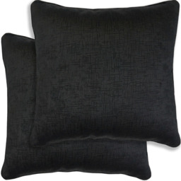 Pair of Vogue Textured Cushion Covers - 43x43cm - Cases Only - Black - thumbnail 3